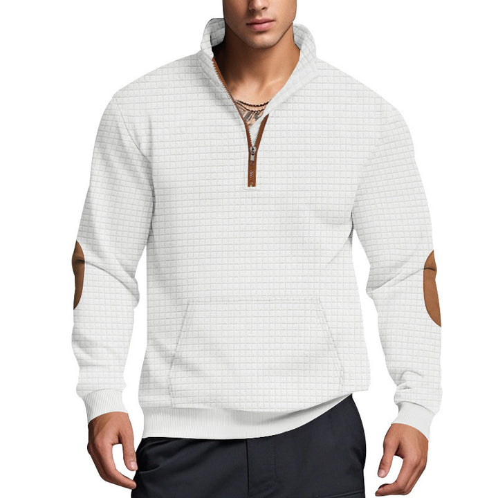 Sporty pullover for men with half-zip closure and textured surface Lune London