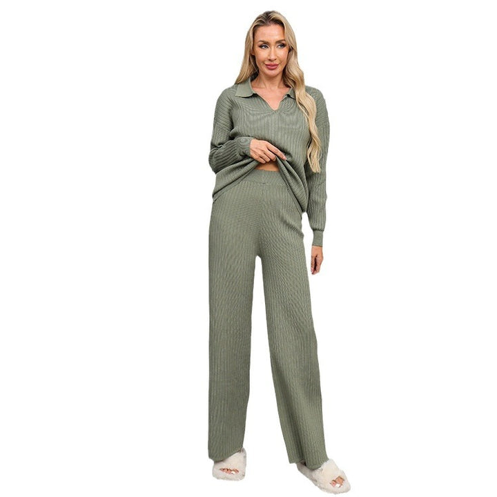 Lune London Elegant and Comfortable Knitted Lounge Set for Women with Polo Collar