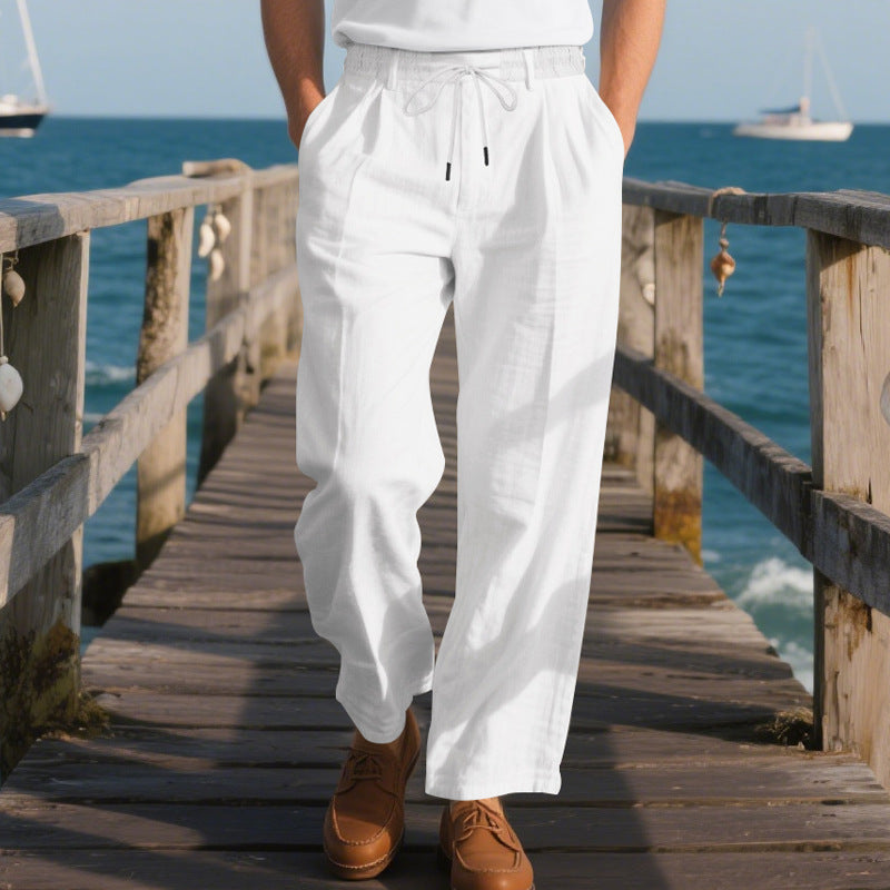 Summer casual pants for men made of lightweight and breathable fabric with drawstring Lune London