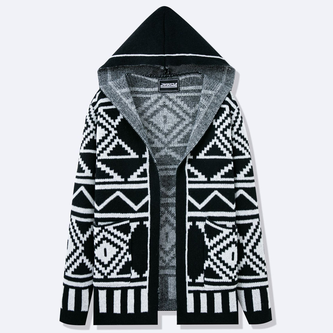 Men's knitted jacket with creative pattern and open front Lune London