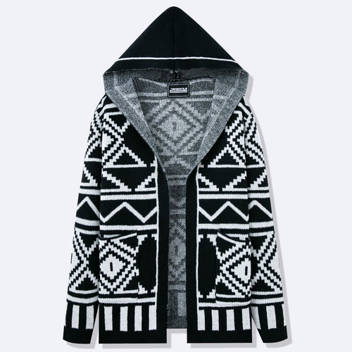 Men's knitted jacket with creative pattern and open front Lune London