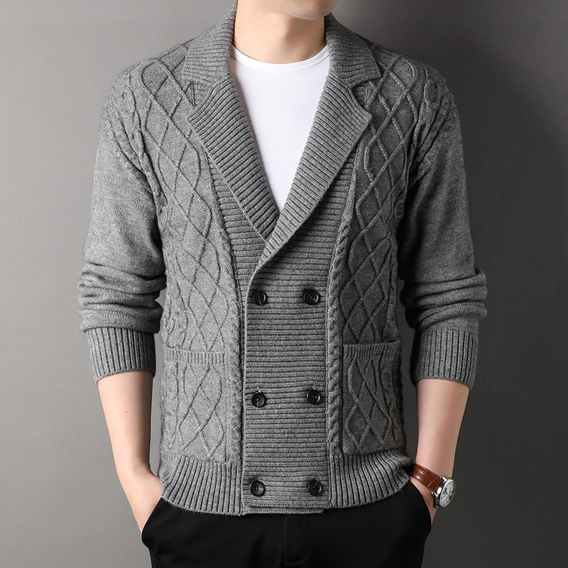 Men's knitted jacket with double flap Lune London