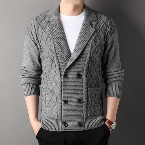 Men's knitted jacket with double flap Lune London
