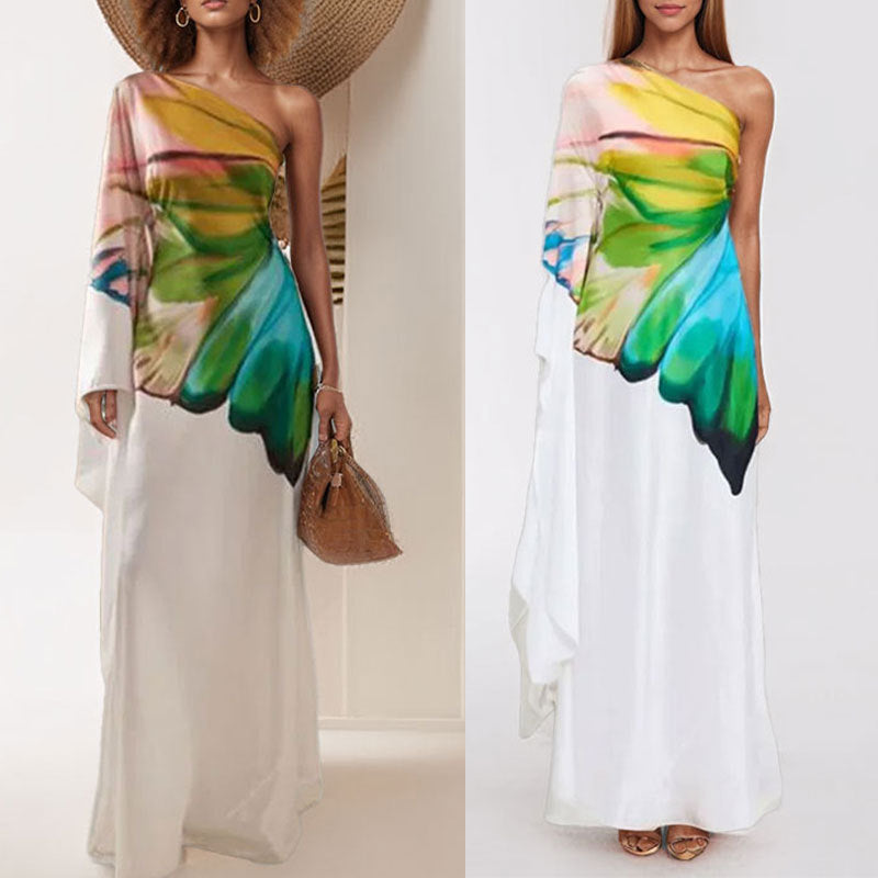 Robe maxi pour femme avec design asymétrique et dégradé de couleurs artistique Chic & Stil