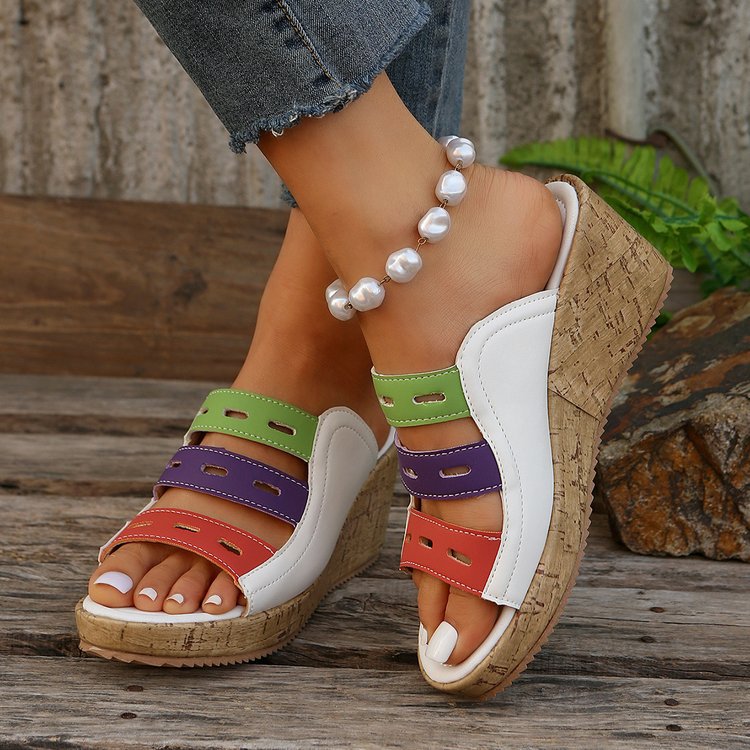 Wedge sandals for women with colorful straps Lune London