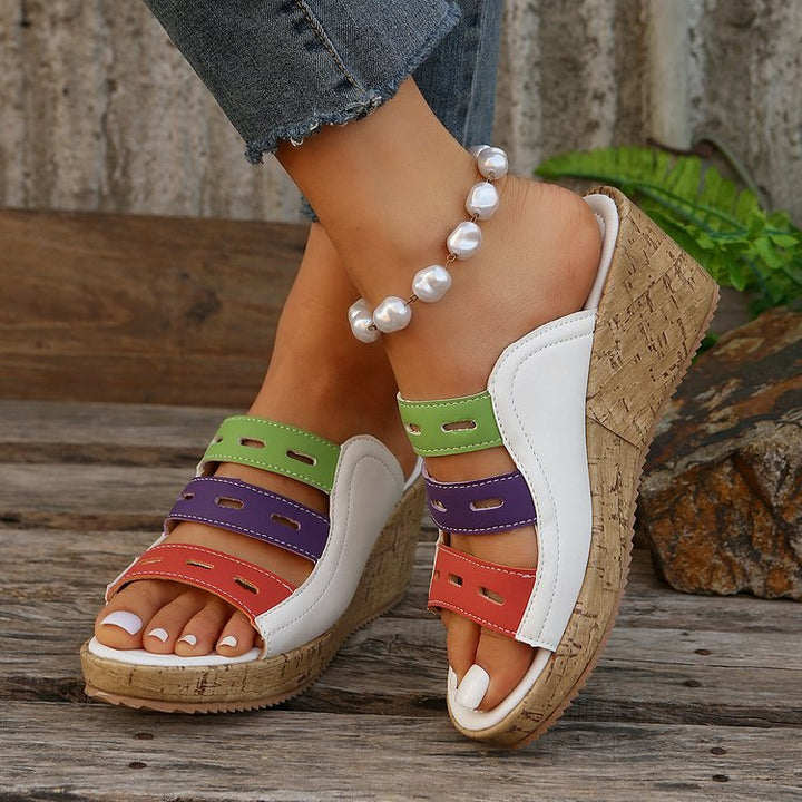 Wedge sandals for women with colorful straps Lune London