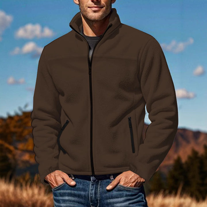 Fleece jacket for men with high collar and practical zip pockets Lune London