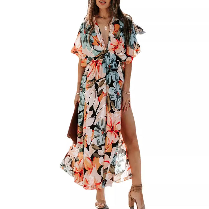 Maxi Dress for Women with Deep V-Neck and Chic & Stylish Side Slit