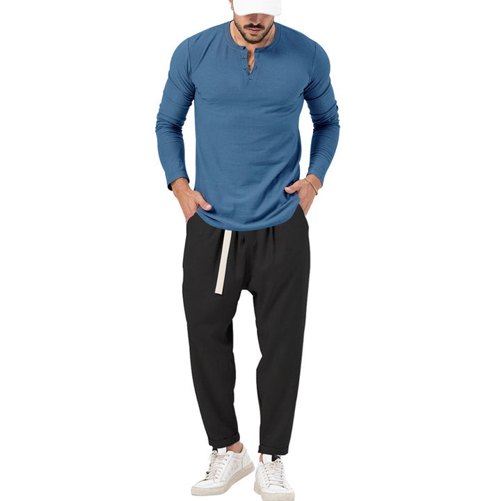 Men's Casual Long Sleeve Henley T-Shirt and Comfortable Jogging Pants Set Lune London