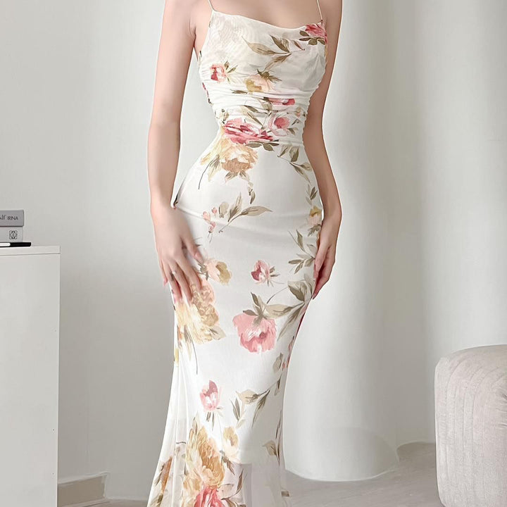 Chic and Stylish Women's Midi Floral Dress with Ruching