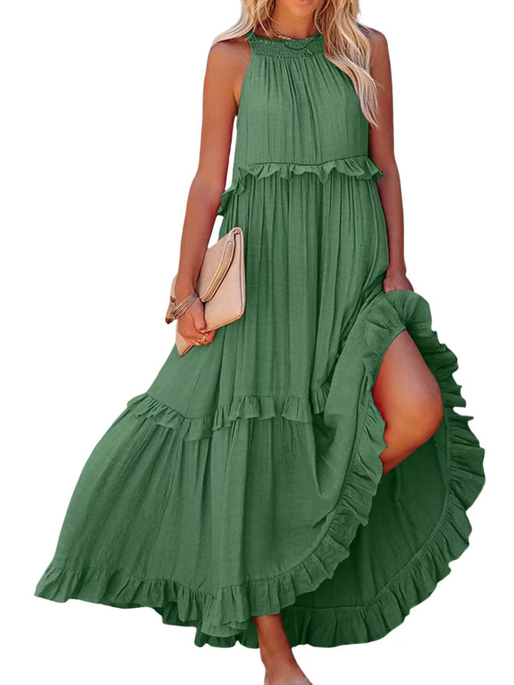 Maxi dress for women with ruffled details and airy silhouette Lune London
