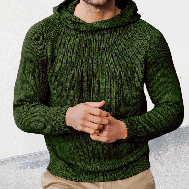 Knit sweater for men with hood and fine mesh texture Lune London