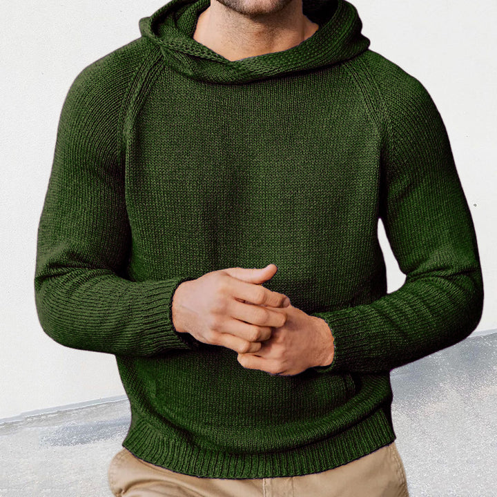 Knit sweater for men with hood and fine mesh texture Lune London