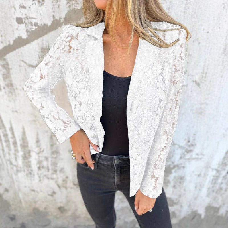 Lace blazer for women with a feminine style featuring delicate lace elements Lune London