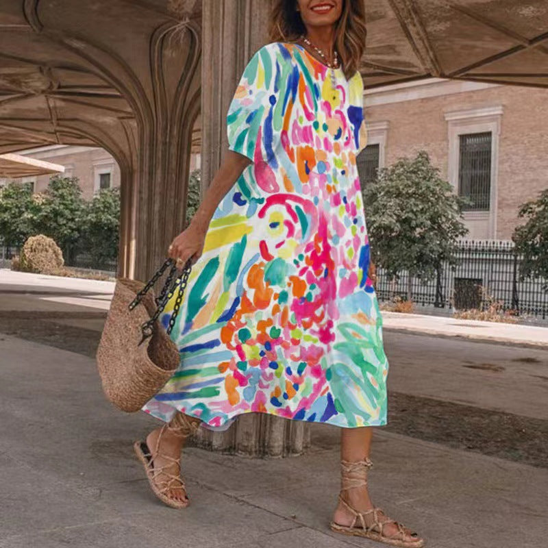 Lune London Floral Print Summer Maxi Dress for Women