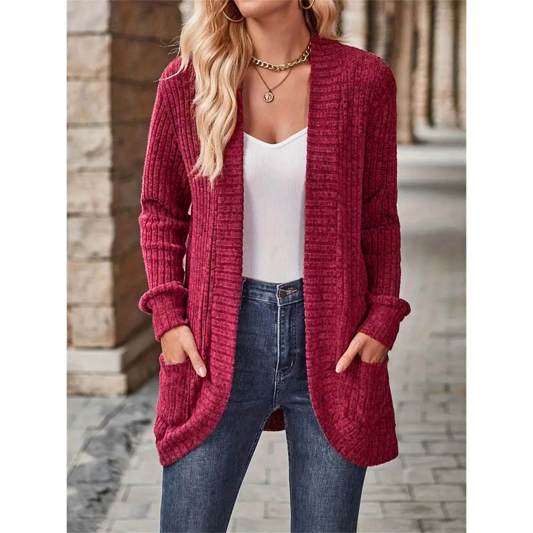 Knitted jacket for women with long sleeves and textured design Lune London