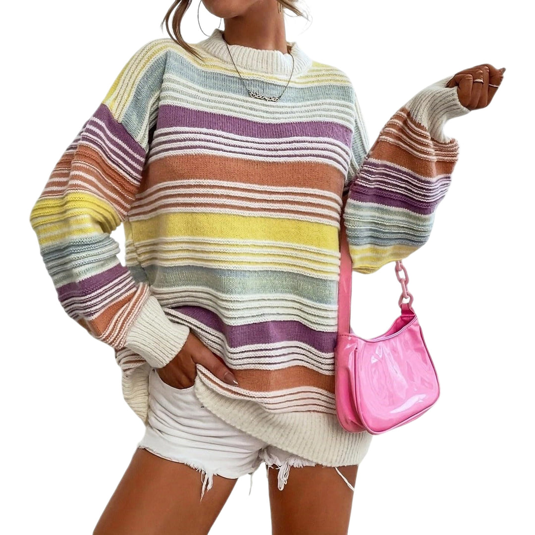 Oversized striped pullover for women with round neckline and relaxed fit Lune London