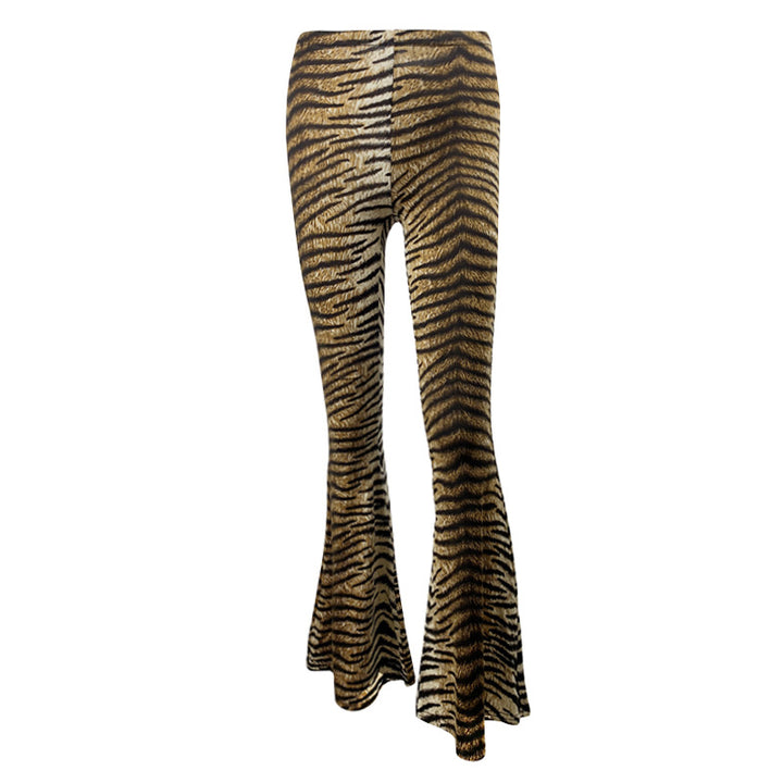 Women's Flared Leggings in animalistic tiger knit washing Lune London