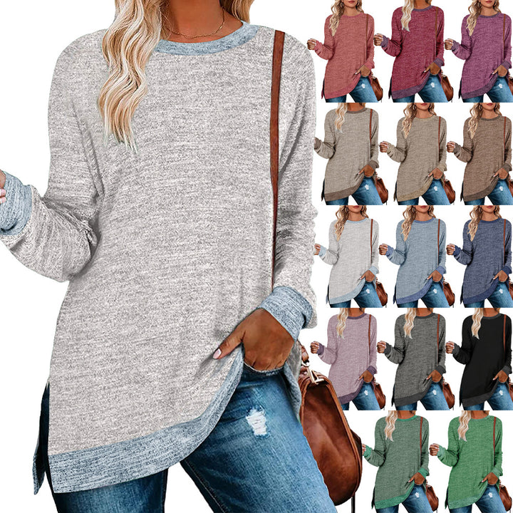 Casual oversized long sleeve t-shirt for women with contrast hem Lune London
