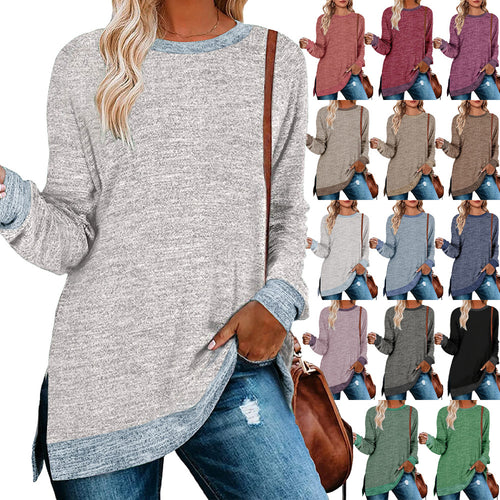 Casual oversized long sleeve t-shirt for women with contrast hem Lune London