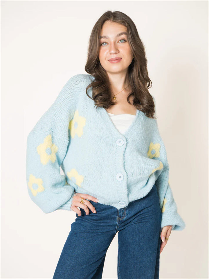 Gilet pour dames avec motif floral et manches volumineuses Chic & Stil