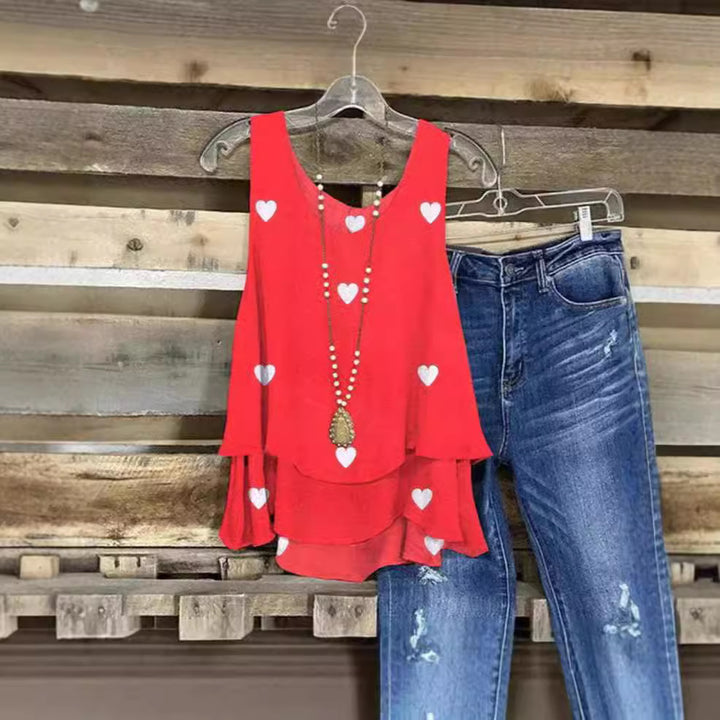 Woman Stacked Top Printed Heart Lune London