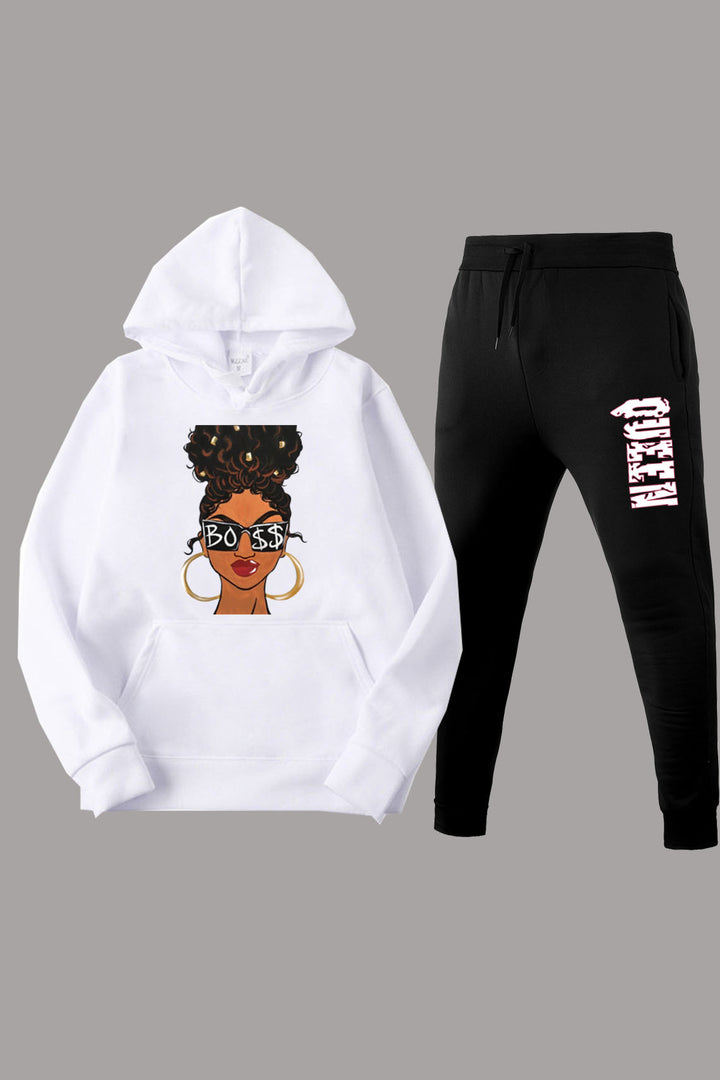 Women's hoodie and jogging pants set with striking graphic design Lune London