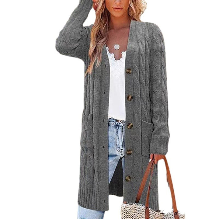 Ladies Long cardigan with buttons and practical pockets Lune London