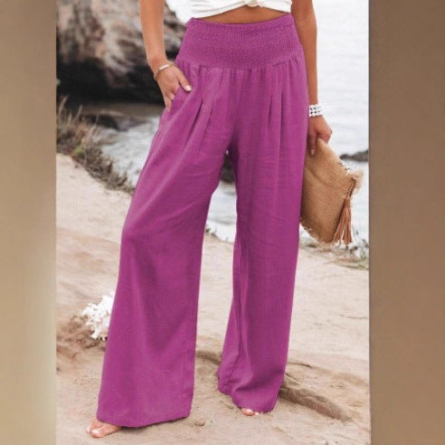 Pantalon Palazzo décontracté pour femmes avec taille élastique et poches latérales Chic & Stil
