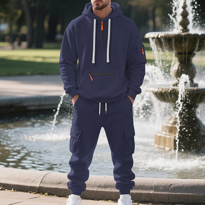 Men's functional hoodie t-shirt with practical pockets and detailed zipper Lune London