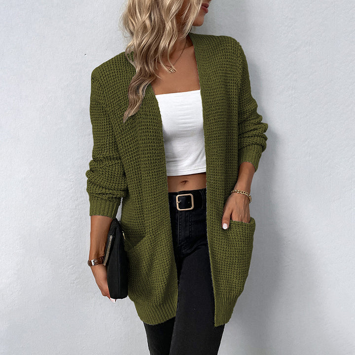 Casual knit jacket for women with deep pockets and open cut Lune London