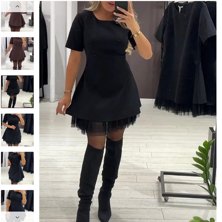 Robe Élégante pour Femmes avec Ourlet en Tulle et Silhouette Simple Chic & Stil