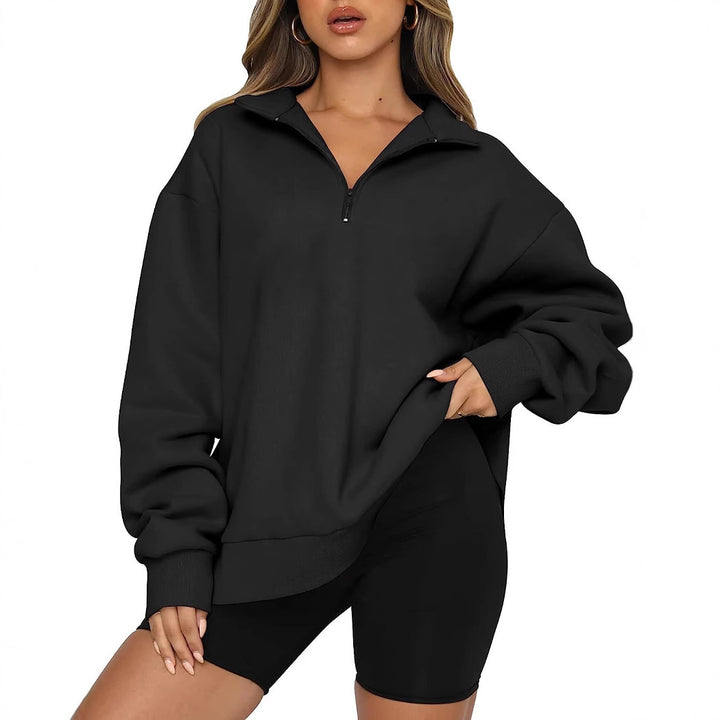 Women’s hoodie with half zipper and relaxed fit Lune London