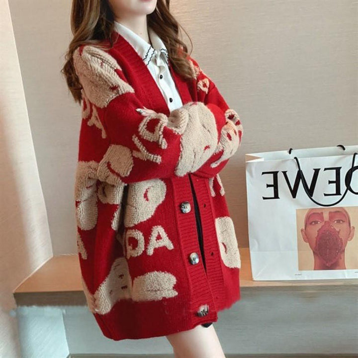 Women's oversized knit sweater with playful pattern and comfortable fit Lune London