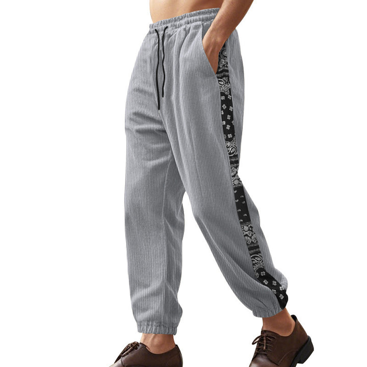 Casual cargo pants for men with elastic waistband and printed side details Lune London