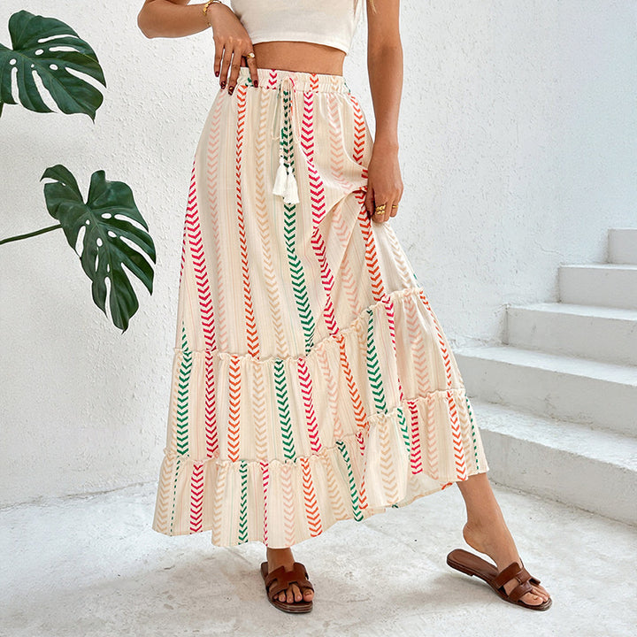 Level skirt for women with cheerful ethnic print Lune London