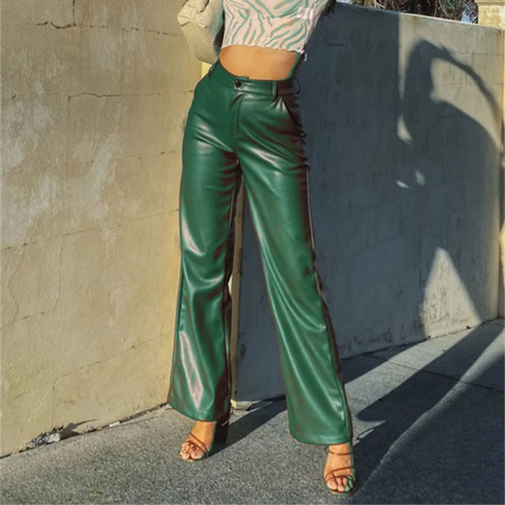 Elegant faux leather trousers for women, high-waisted design Lune London