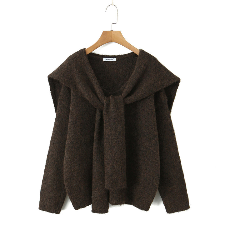 Trendy knit sweater for women with wide collar and relaxed fit Lune London