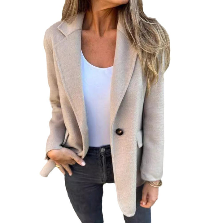 Ladies Elegant Blazer in Warm Fleece Fabric with Practical Pockets Lune London