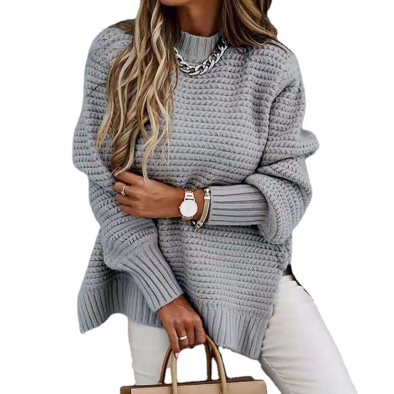 Thick knitted sweater for women with a relaxed fit and high collar Lune London