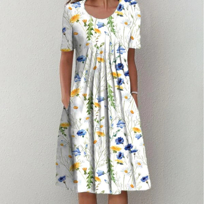 Maxi dress for women with a floral design and wide sleeves Lune London