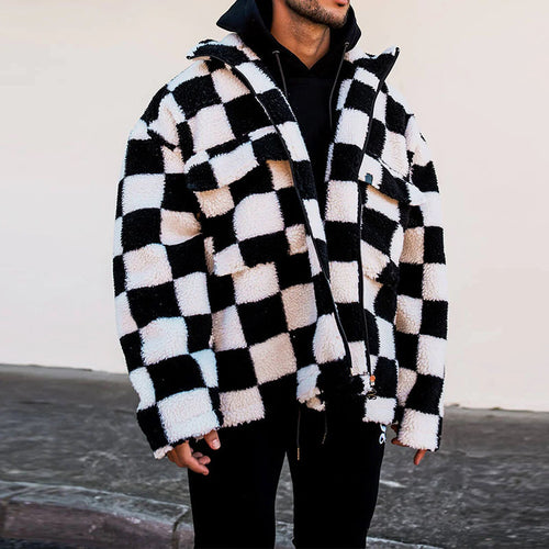 Trendy checked padded coat for men with practical pockets Lune London