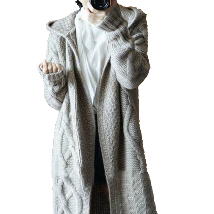 Women's knitted coat with versatile hood design and comfortable fit Lune London