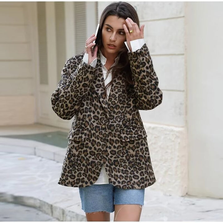 Veste blazer élégante pour dames au motif léopard stylé Chic & Stil