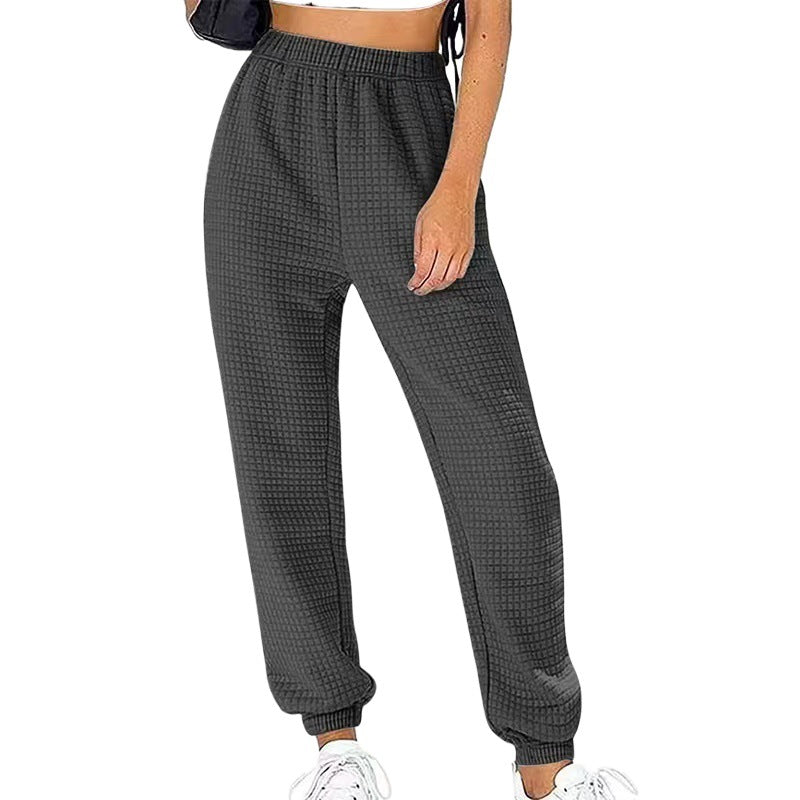 Striped pique jogging pants for women with elastic waistband Lune London