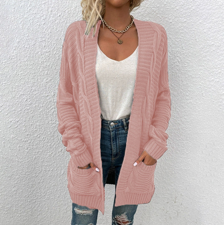 Ladies Chunky Knit Cardigan with casual design and practical pockets Lune London