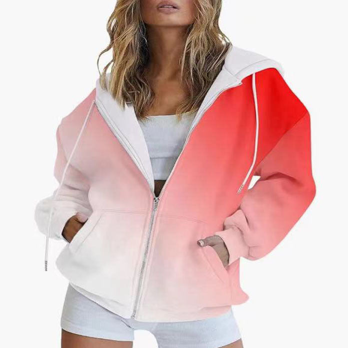 Ladies oversized hoodie with color gradient and practical pockets Lune London