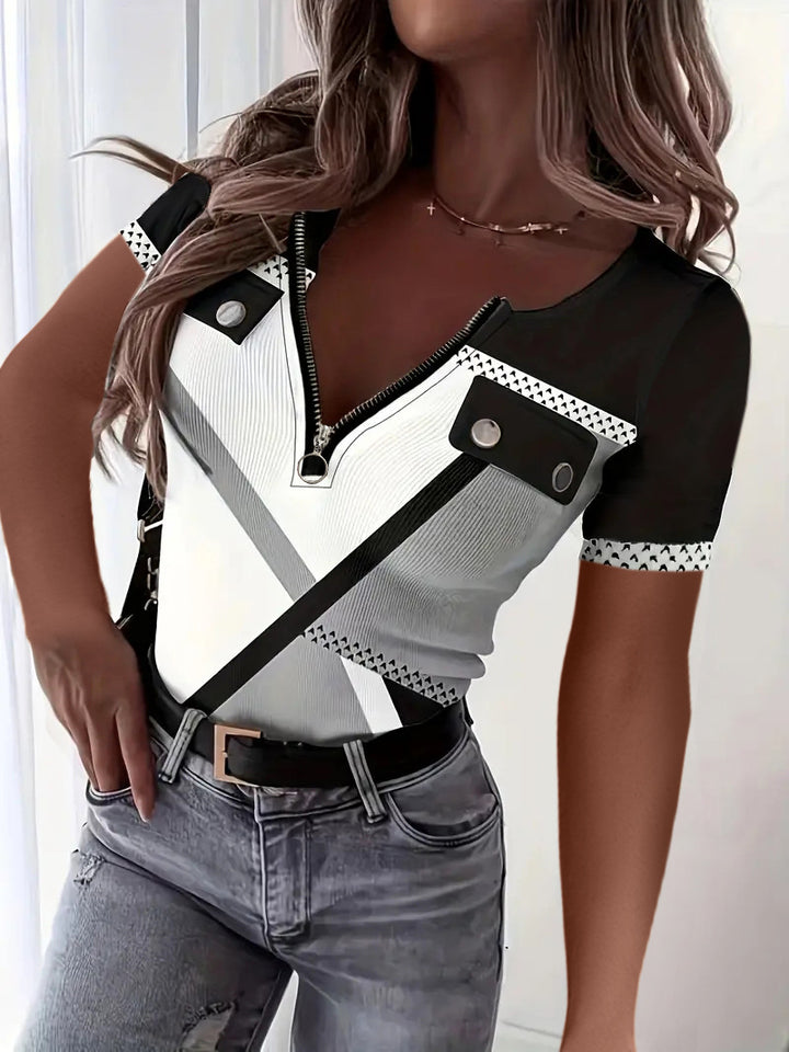 Women Trendy top with zipper and contrasting details Lune London