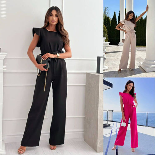 Elegant jumpsuit for women with flounced columns Lune London