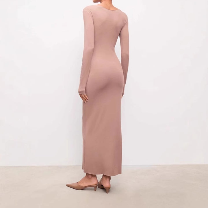 Ladies Elegant Maxi Dress with Long Sleeves in High Quality Jersey Lune London